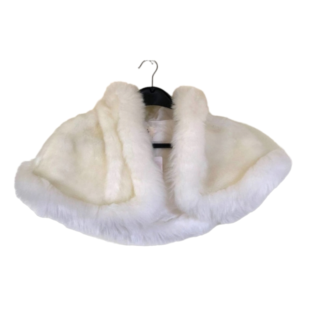 Faux Fur white hooded cape